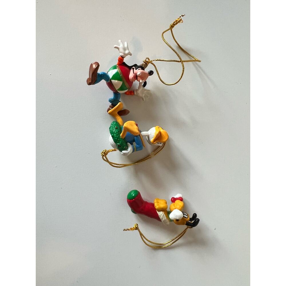 Vintage Miniature Disney Ornament Lot of 3, Pluto, Goofy and Donald